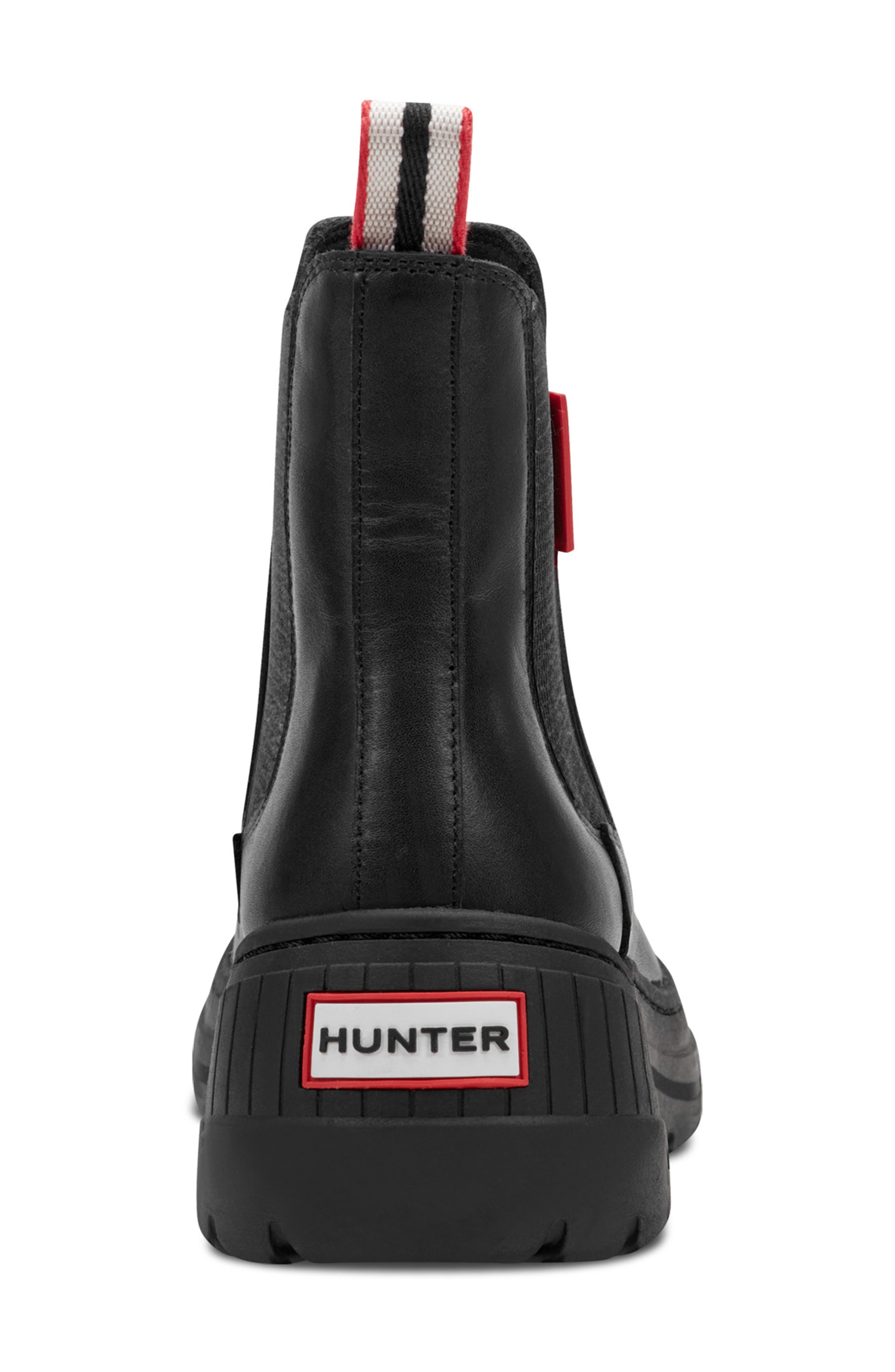 Hunter Neveah Slip-On Waterproof Chelsea Bootie, Alternate, color, Black/Black/Signature