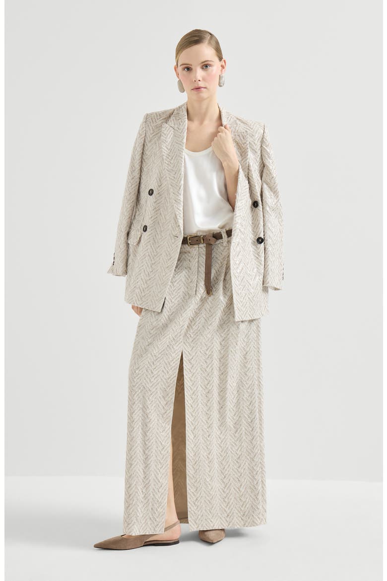 Dazzling chevron embroidery blazer, Alternate, color, Beige