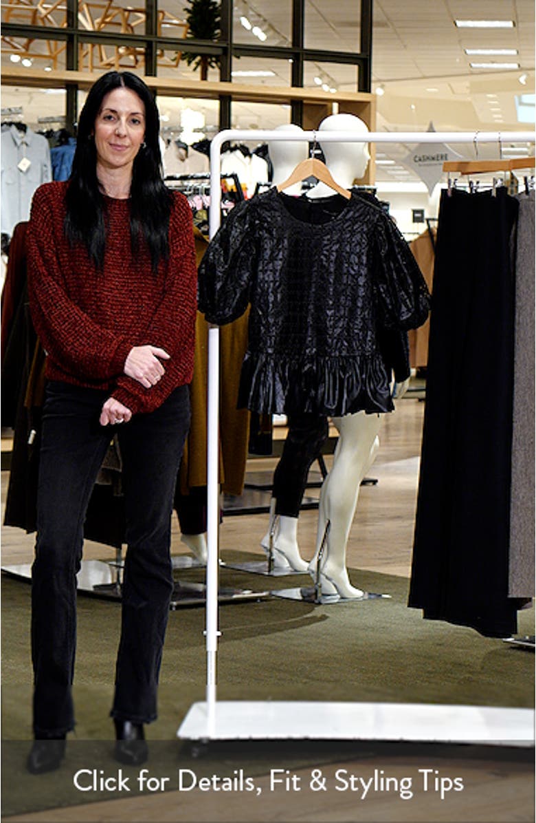 Puff Sleeve Eyelet Faux Leather Top, sales video thumbnail