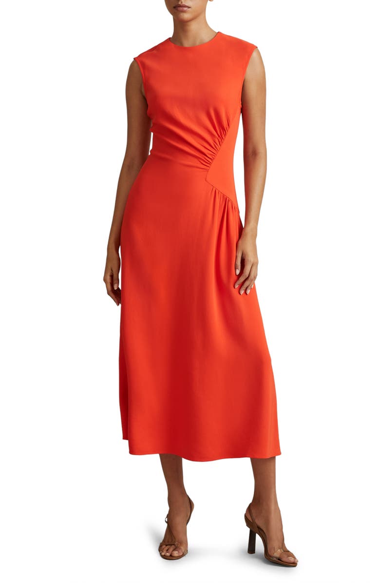 Reiss Stacey Sleeveless Midi Dress, Main, color, Orange