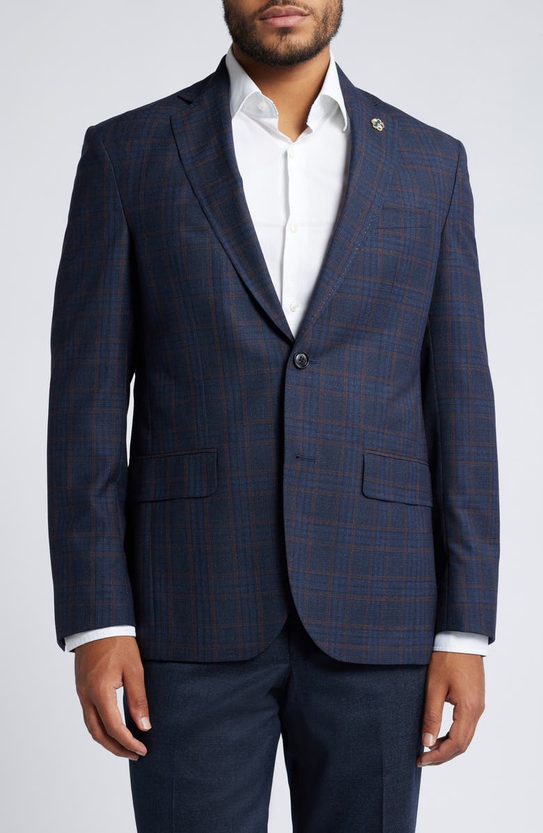 Ted Baker London Karl Slim Fit Plaid Wool Sport Coat, Main, color,