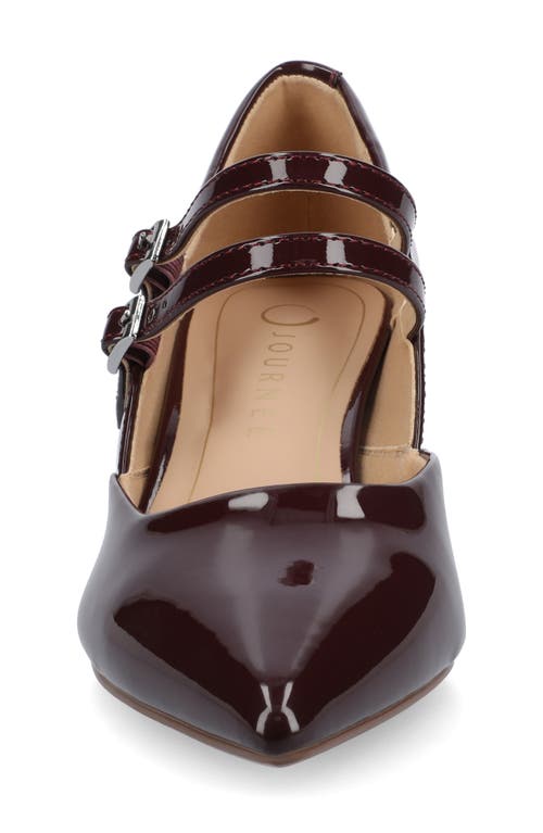 Journee Collection Carnation Kitten Heel Mary Jane Pump In Burgundy