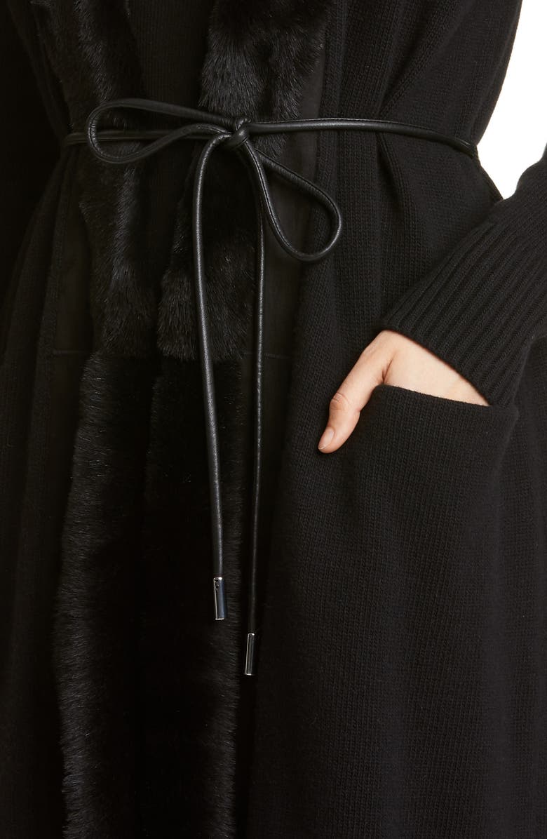 Lafayette 148 New York Wool & Cashmere Cardigan with Genuine Shearling Trim, Alternate, color,