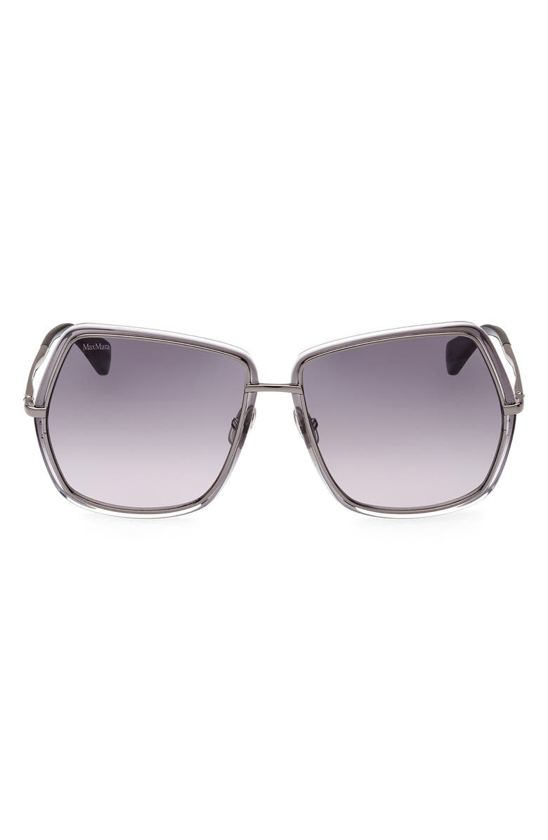 Max Mara 61mm Gradient Geometric Sunglasses, Main, color, Shiny Dark Ruth/ Grad Smoke