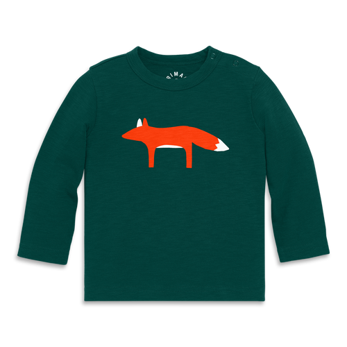 Primary Baby Long Sleeve Fox Tee In Green