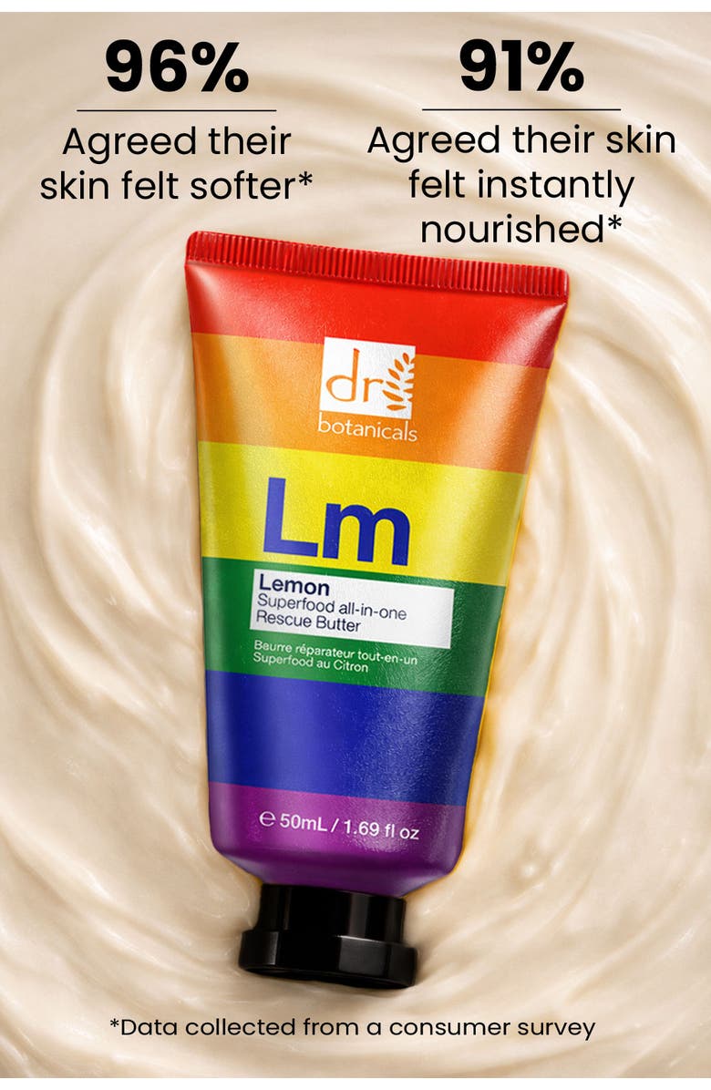DR BOTANICALS Pride Edition Lemon Superfood All-In-One Rescue Butter 50ml, Alternate, color, White