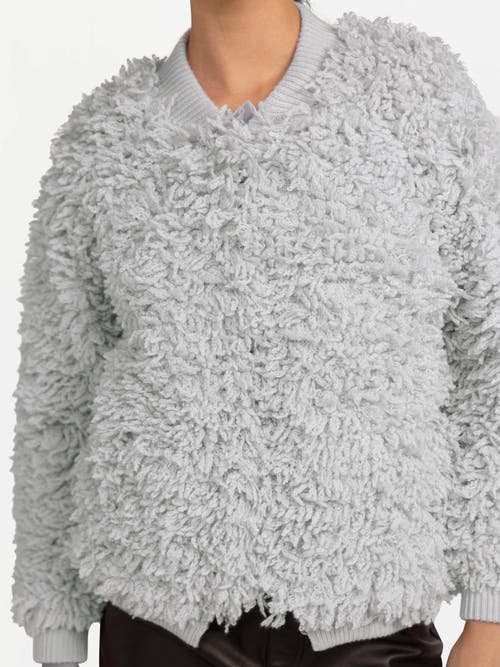Gobi Mongolian Cashmere Loop-stitch Cashmere Cardigan In Silver Birch