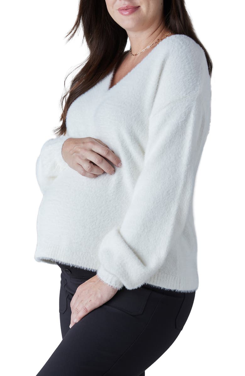 Ingrid & Isabel<sup>®</sup> Fluffy V-Neck Maternity Sweater, Alternate, color, 