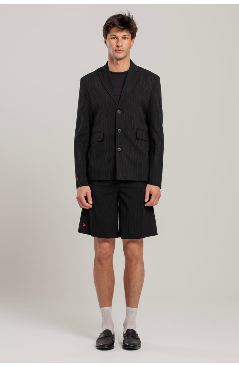 PCFG Free Heaven Eyelet Details Striped Blazer, Alternate, color, Black