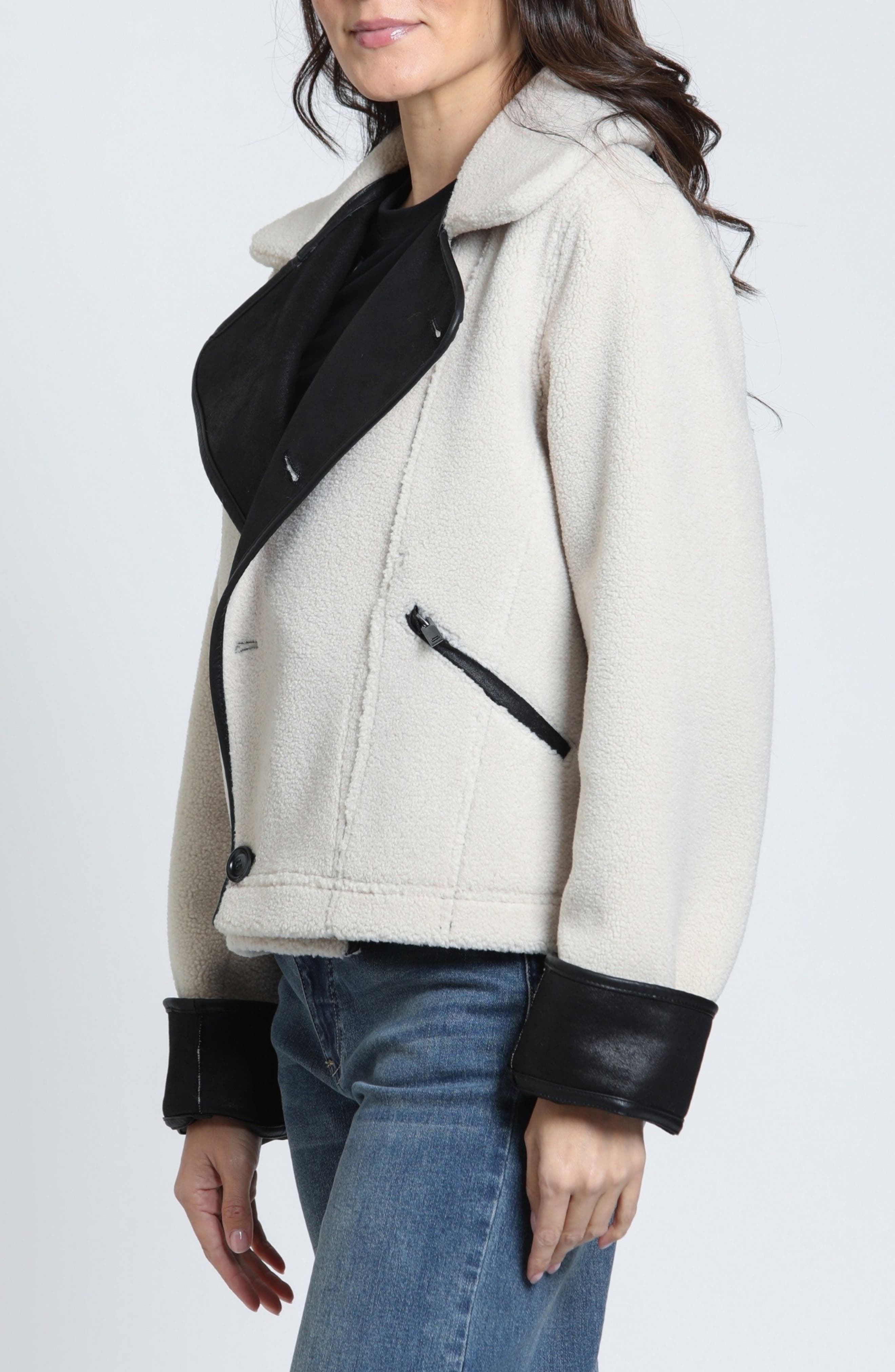 APNY Reversible Faux Leather Trim Aviator Jacket (Women) | Nordstrom