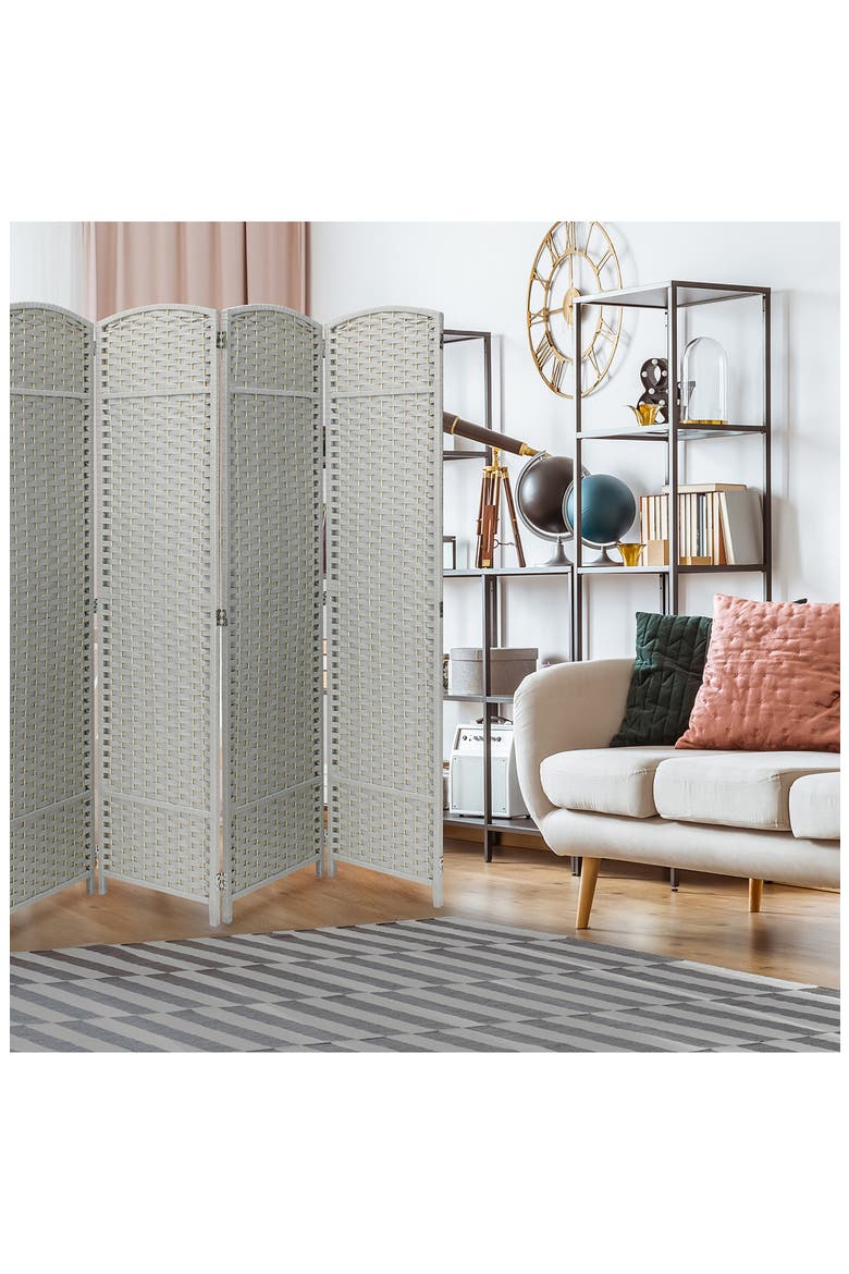 Room Divider Privacy Screen, Alternate, color, BEIGE