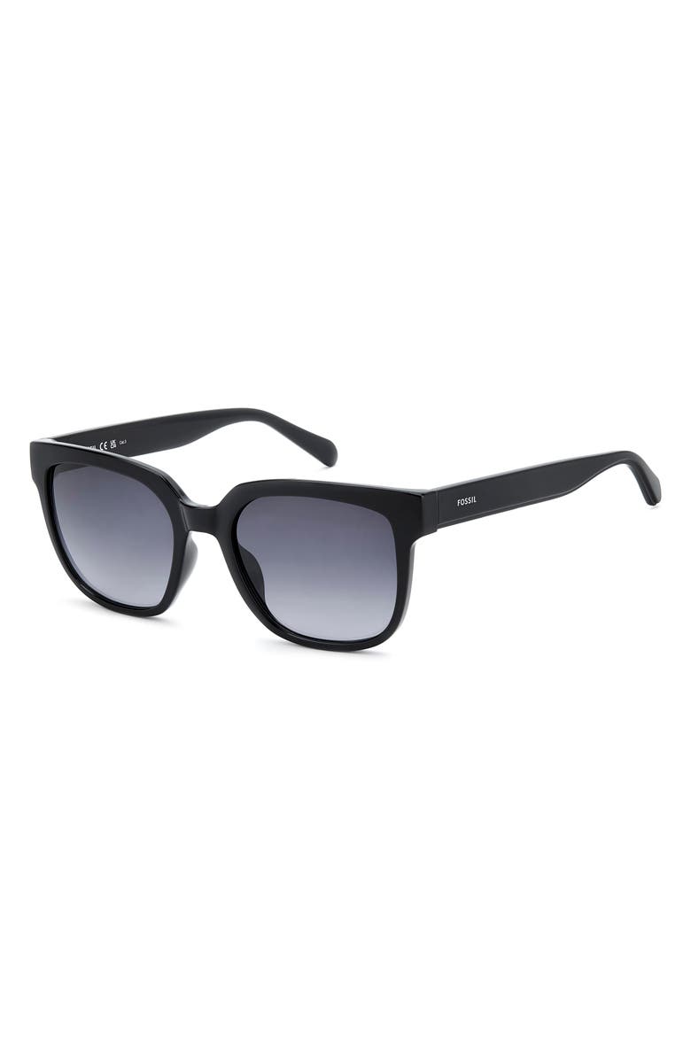 Fossil 54mm Gradient Square Sunglasses, Alternate, color, Black/ Dark Grey Sf