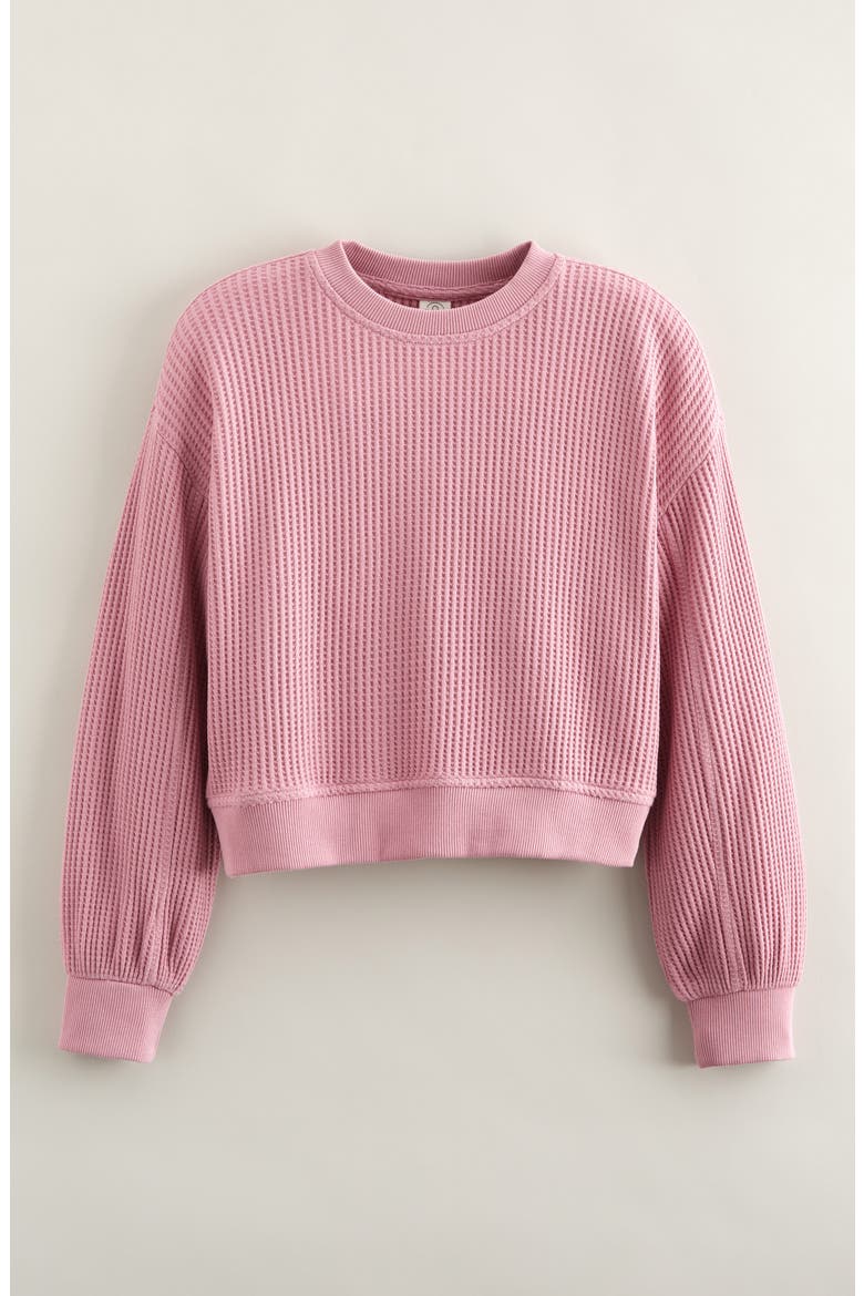 Kids' Cozy Waffle Sweatshirt, Main, color, PURPLE VICTORIA