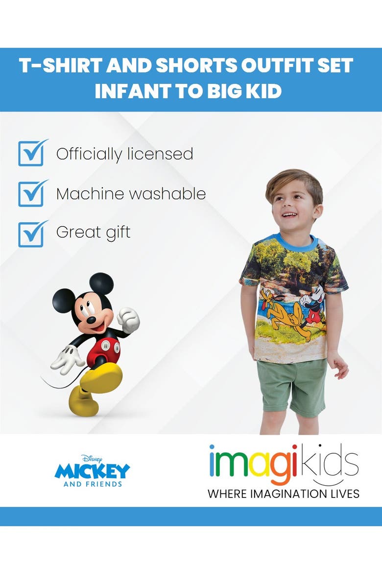 Mickey Mouse Boys' 2-Piece T-Shirt and Shorts Set, Alternate, color, Green Mickey Pluto