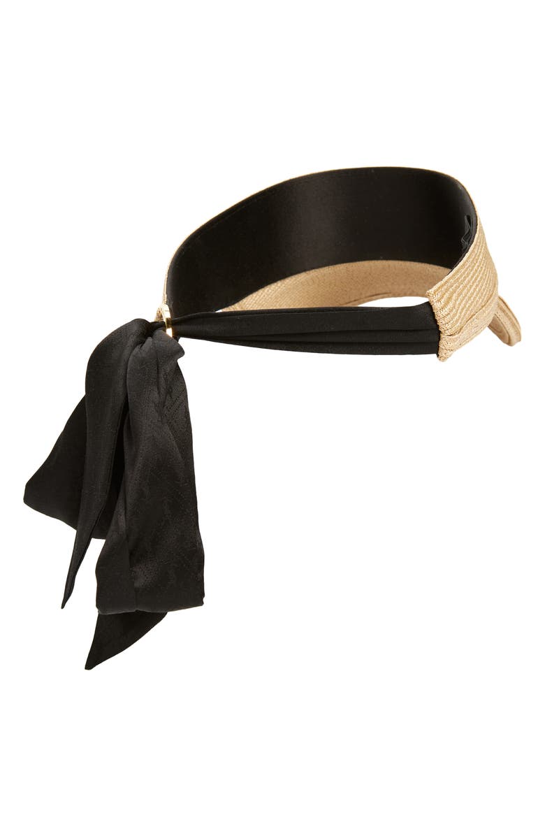 Saint Laurent Scarf Tie Straw Visor, Alternate, color, 