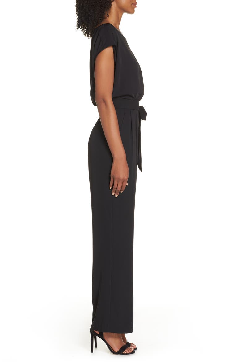 Cap Sleeve Wide Leg Jumpsuit, Alternate, color, BLACK