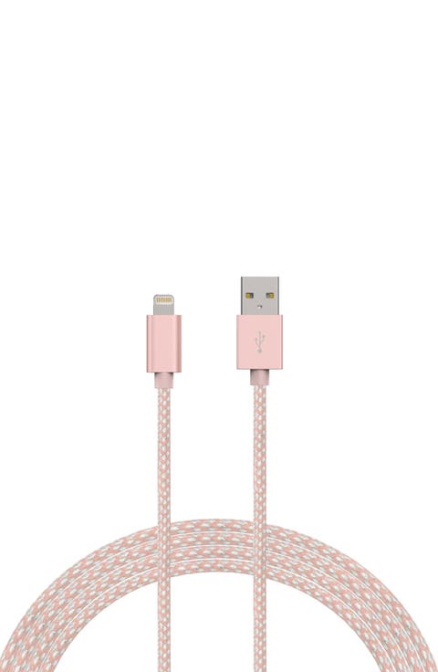 POSH TECH MFI Certified Rose Gold Braided Lightning to USB Charge & Sync Cable for iPhone - 6ft.