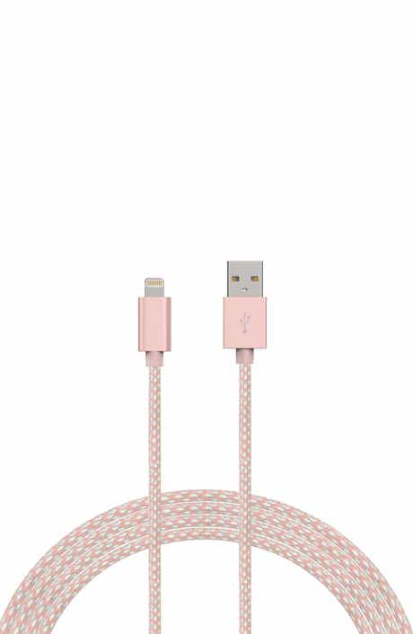The Posh Tech POSH TECH MFI Certified Rose Gold Braided Lightning to USB Charge & Sync Cable for iPhone - 6ft.