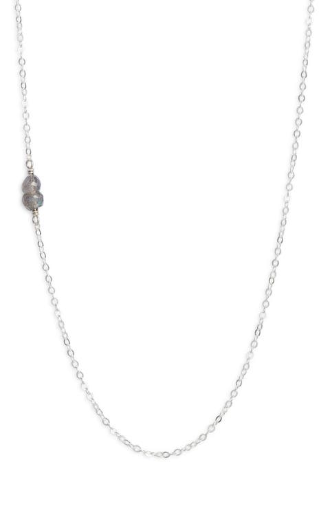 Semiprecious Stone Station Chain Necklace