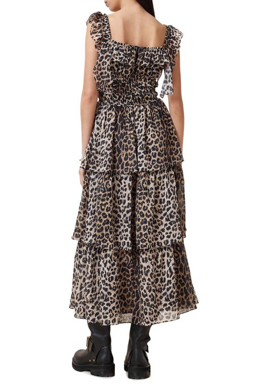 Allsaints Solonda Leopard Print Ruffle Dress In Leopard Yellow