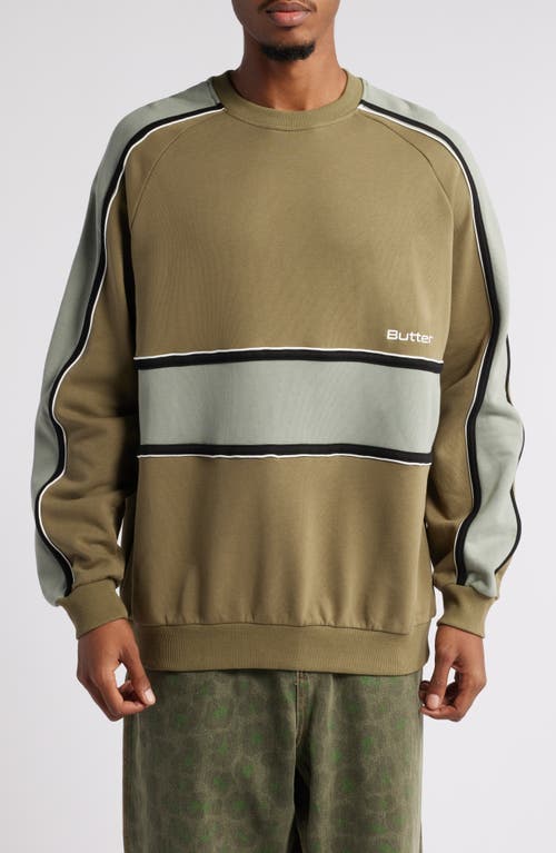 Butter Goods Division Colorblock Sweatshirt in Fatigue 