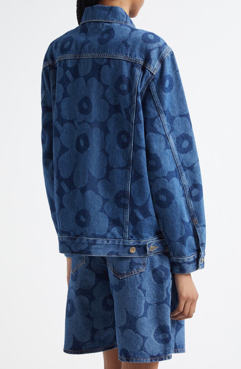 Marimekko Maridenim Murros Unikko Denim Trucker Jacket, Alternate, color, Mid Indigo