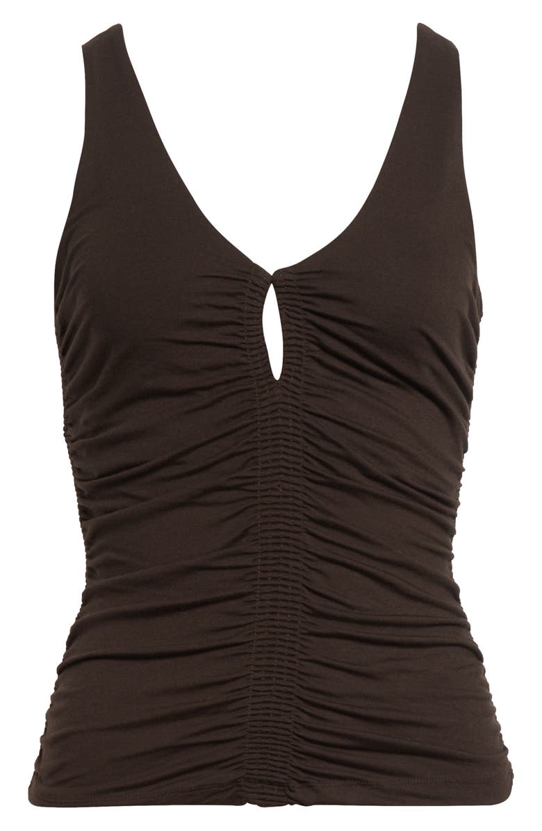 Reiss Vinny Ruched Tank, Alternate, color, Chocolate Brown