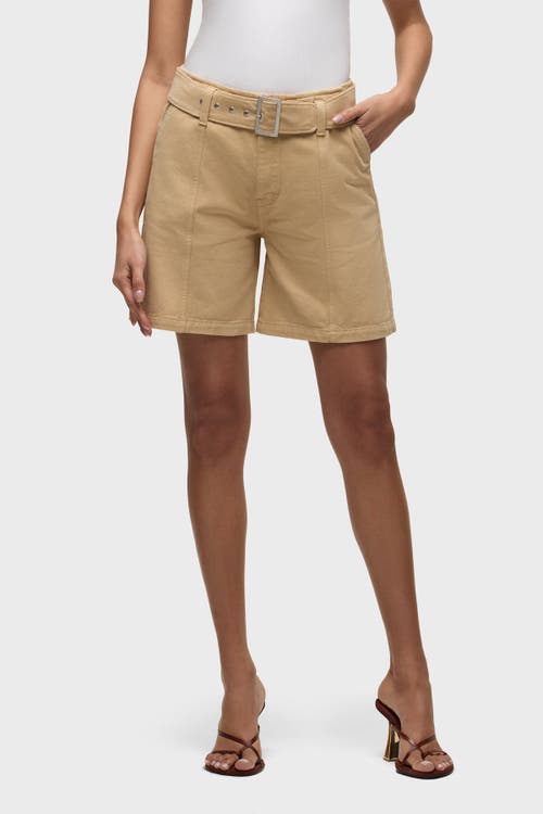 Hudson Belted Twill Long Shorts In Brown