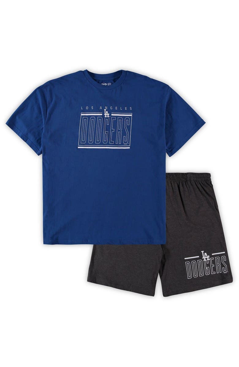 CONCEPTS SPORT Men's Concepts Sport Royal/Charcoal Los Angeles Dodgers Big & Tall T-Shirt & Shorts Sleep Set, Alternate, color, 