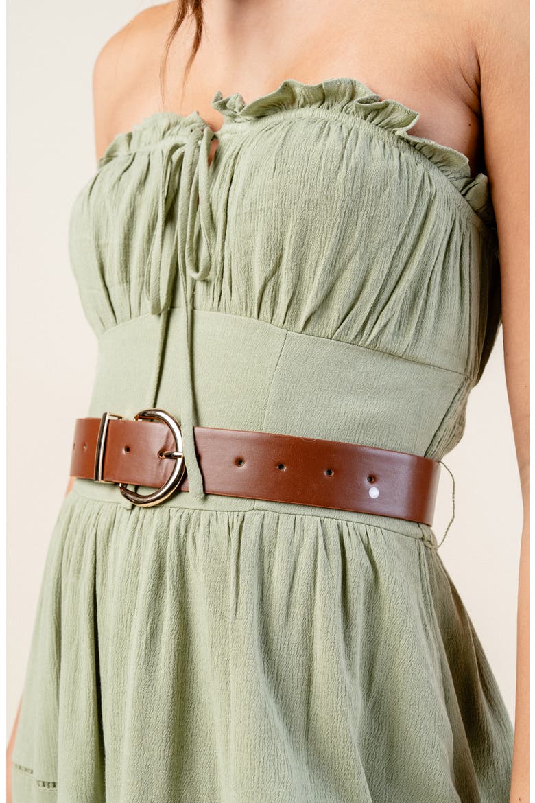 Strapless Long Crepe Dress, Alternate, color, SAGE