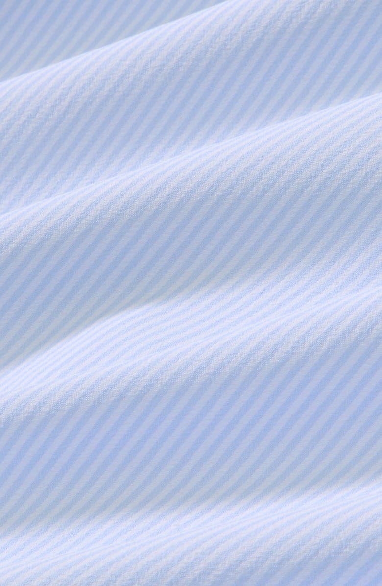 Mizzen+Main Leeward Trim Fit Cloud Blue Pinstripe No Tuck Button-Up Shirt, Alternate, color, Cloud Blue Fine Line Stripe