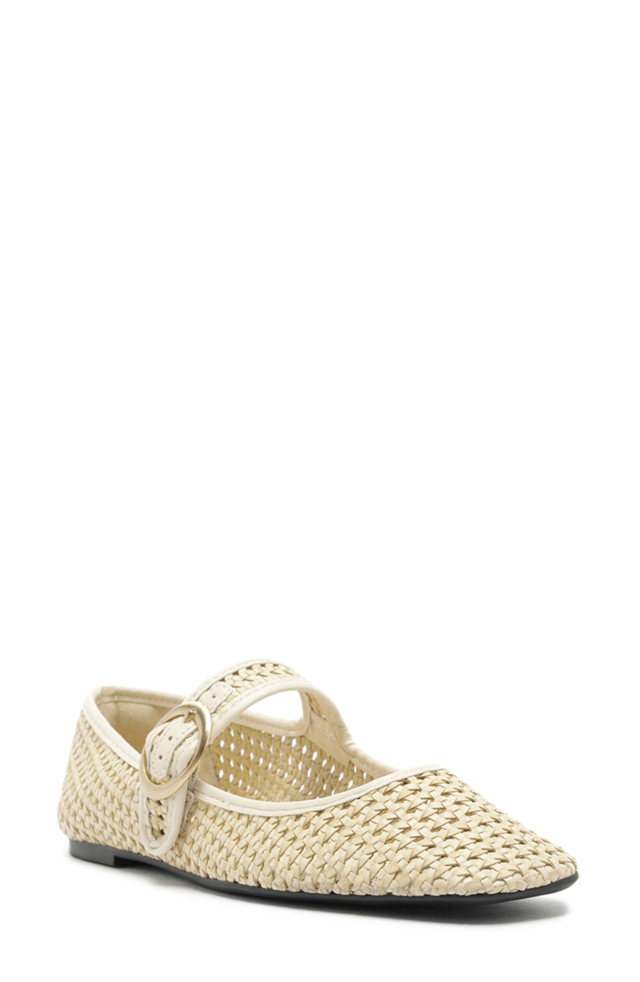 Arezzo Eve Woven Ballet Flat, Main, color, Polar White