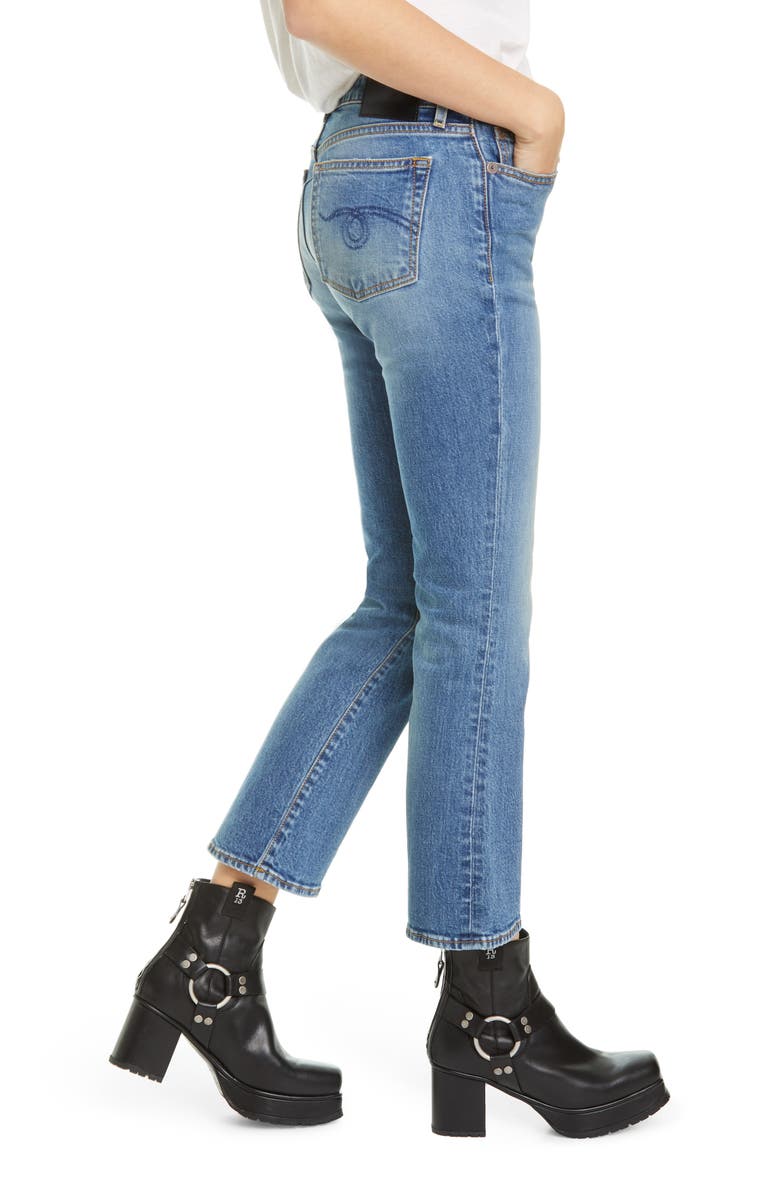 R13 High Waist Kick Fit Crop Jeans, Alternate, color, Jasper Stretch