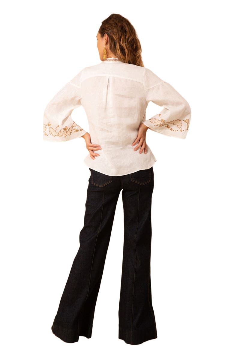 Hale Bob Kaia Embroidered Linen Top, Alternate, color, 