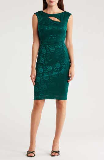 Cutout Floral Jacquard Dress