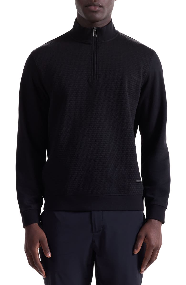 Bugatchi Quarter Zip Top, Main, color, Black