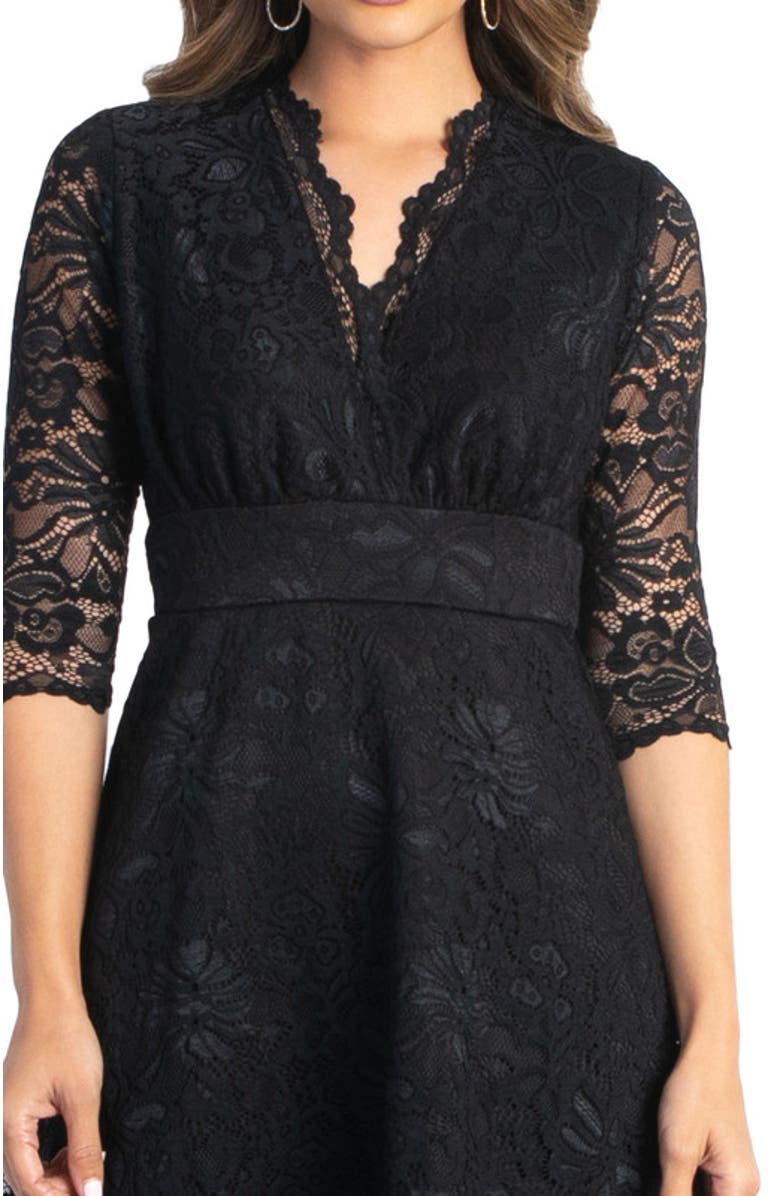 Kiyonna Mademoiselle A-Line Lace Cocktail Dress, Alternate, color, Onyx