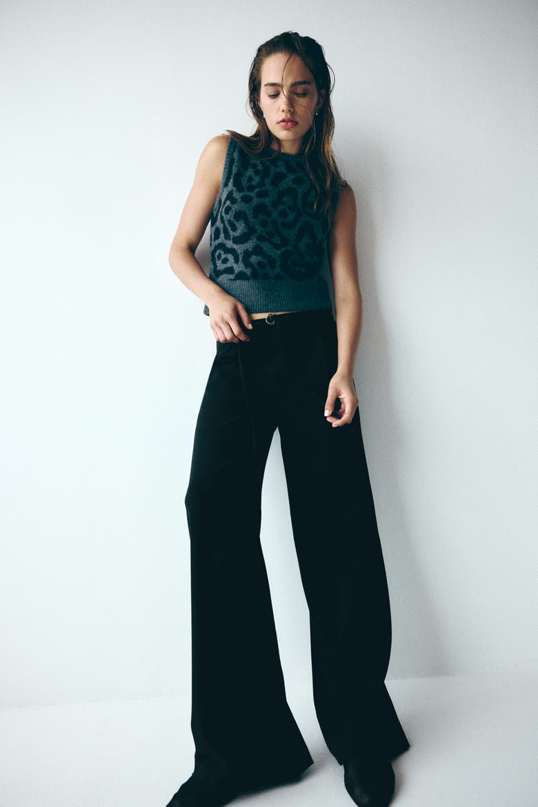 Belted Tailored Trousers, Alternate, color, Black