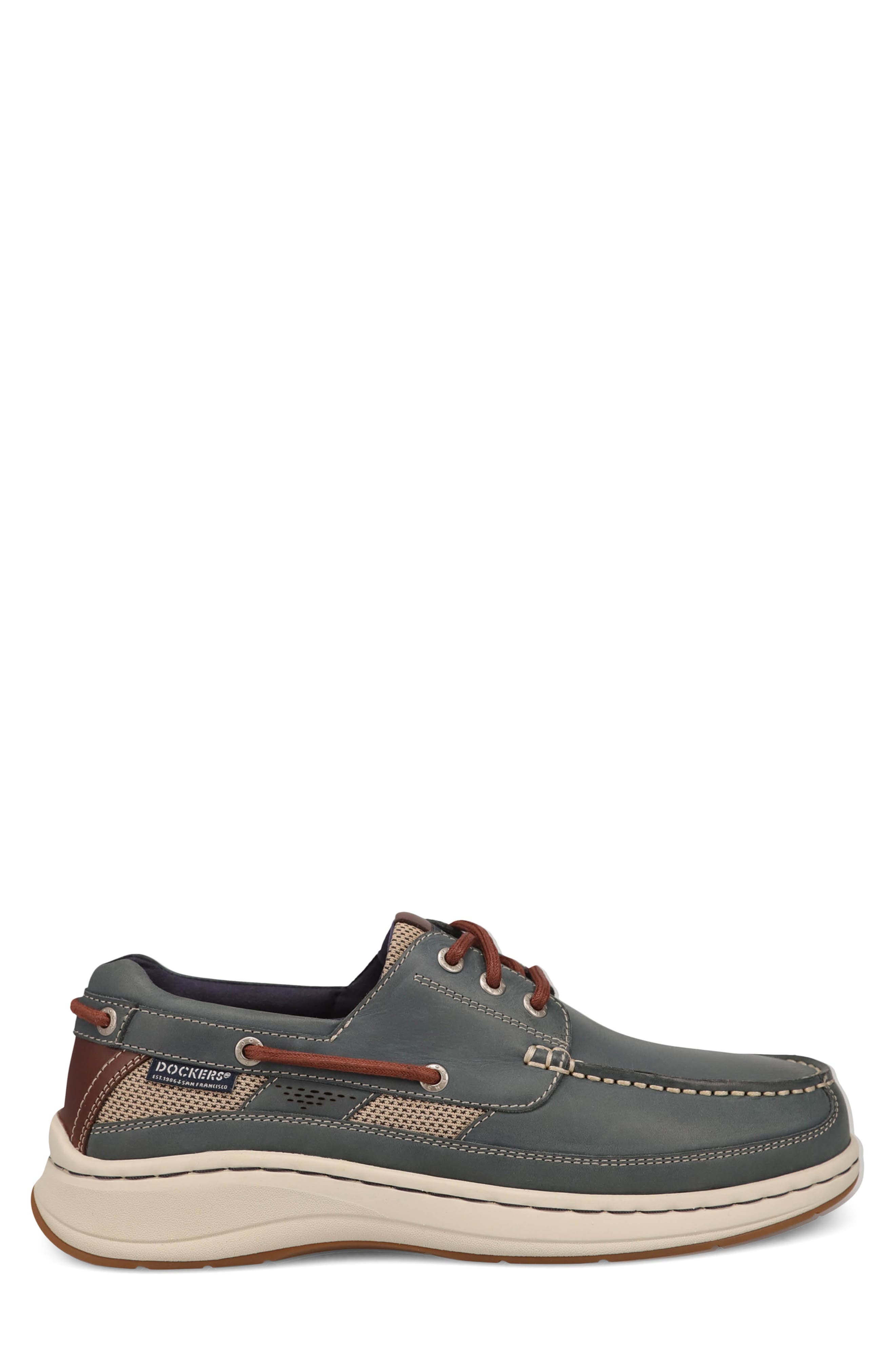 Bayside Leather Boat Shoe, Alternate, color, NAVY/ DARK TAN