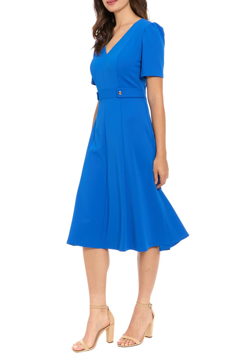 London Times Waist Tab Midi Dress, Alternate, color, Turkish Sea
