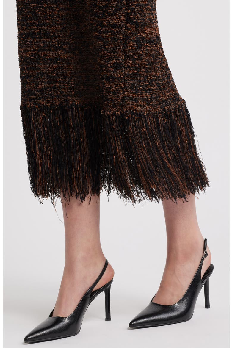 Strapless Fringe Bouclé Dress, Alternate, color, ESPRESSO MULTI
