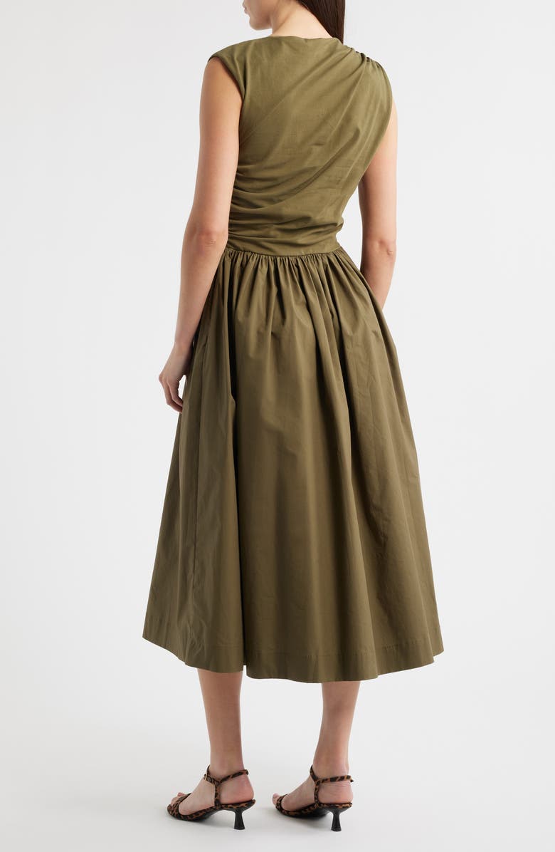 En Saison Mixed Media Midi Dress, Alternate, color, Surplus Green