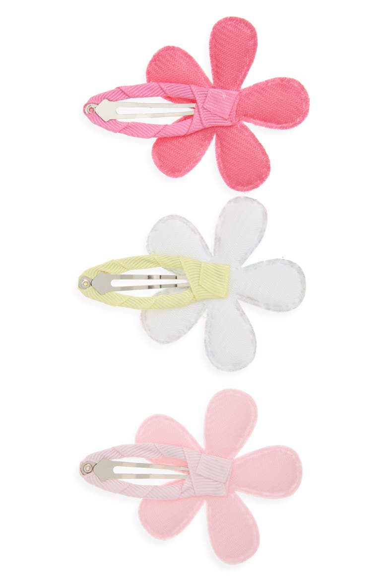 Kids' 3-Pack Sequin Flower Hair Clips Set, Alternate, color, PINK