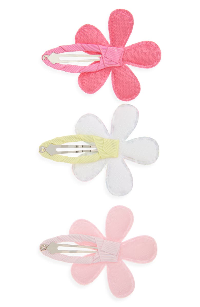 Cara Kids' 3-Pack Sequin Flower Hair Clips Set, Alternate, color, Pink