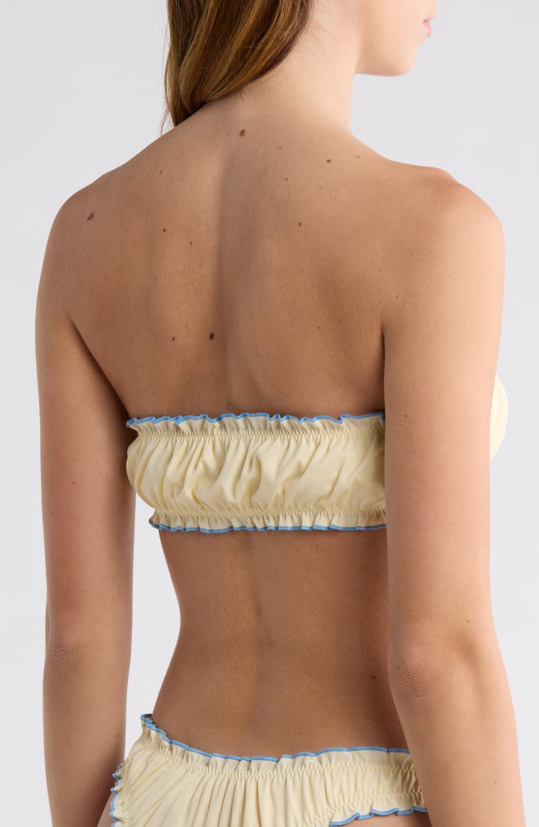 PacSun Arriety Shirred Bandeau Bikini Top, Alternate, color, Vanilla Custard