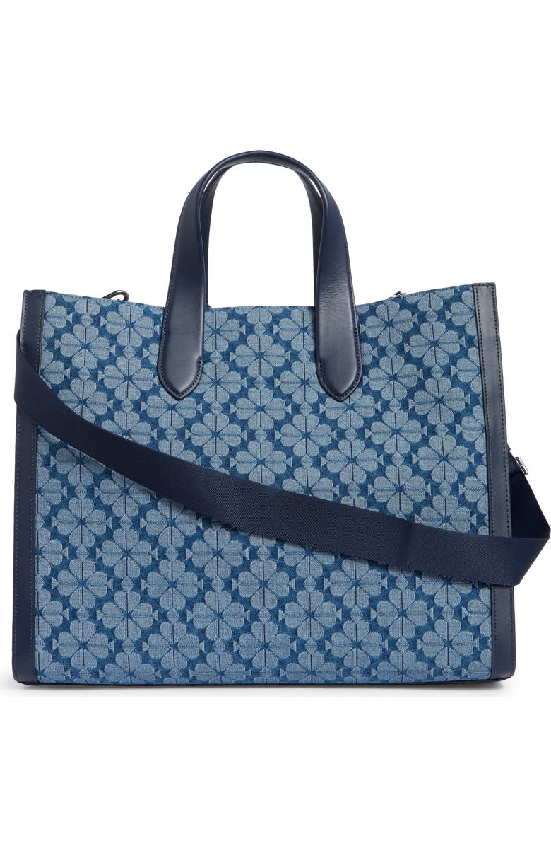 Kate Spade New York spade flower jacquard denim manhattan tote bag, Alternate, color, Parisian Navy Multi