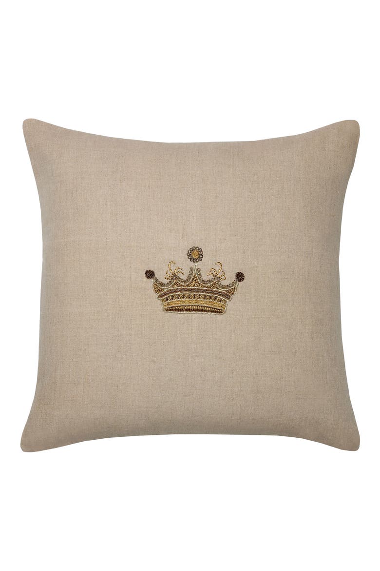 Regale Linen Accent Pillow, Main, color, BEIGE GOLD