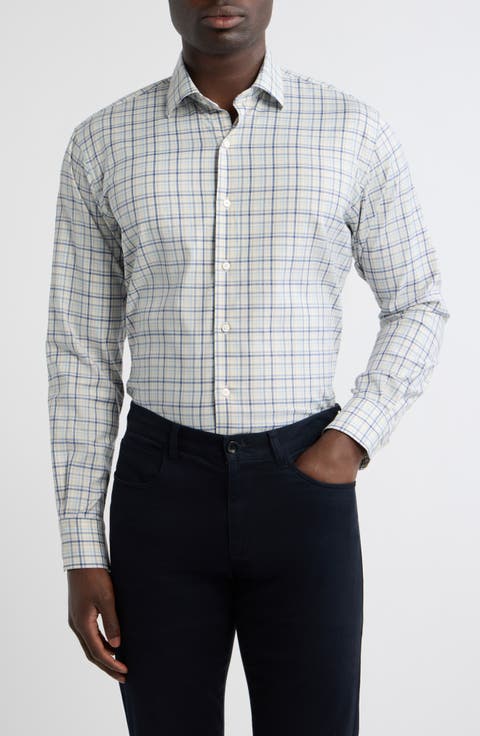 Wyatt Check Stretch Soft Twill Button-Up Shirt