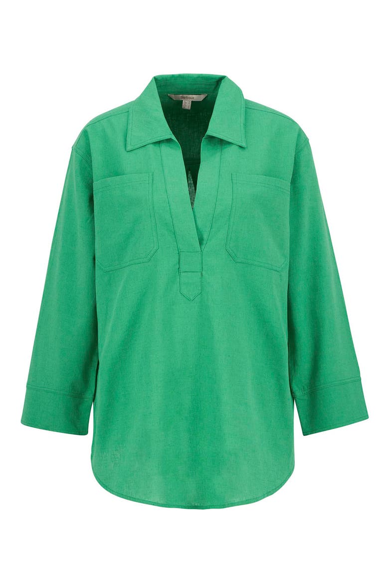 Cecile Cotton & Linen Shirt, Alternate, color, KELLY GREEN