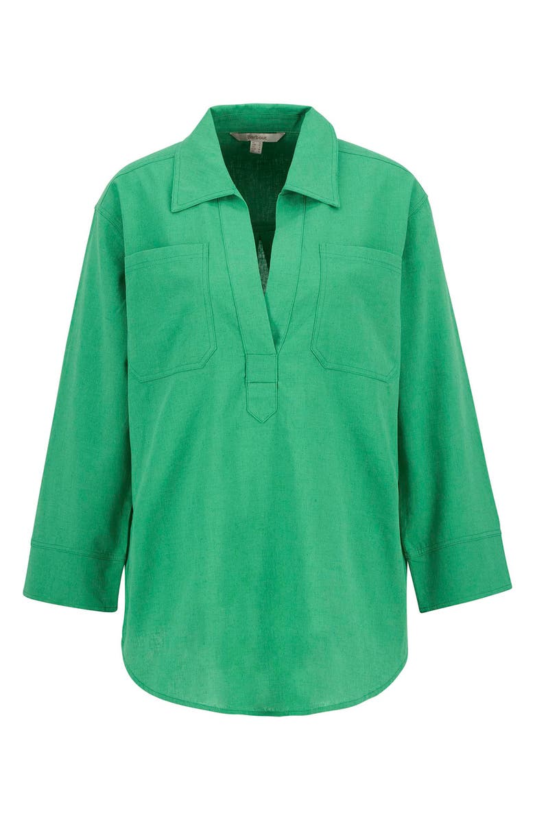 Barbour Cecile Cotton & Linen Shirt, Alternate, color, Kelly Green